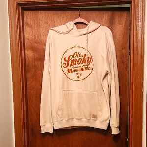 Cream Hoodie with Rust Orange OLE SMOKY MOONSHINE Graphic Unisex Medium